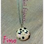 collana biscottino gocce di cioccolato fondente in fimo