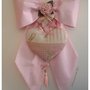 Fiocco nascita in piquet di cotone rosa con cuore patchwork