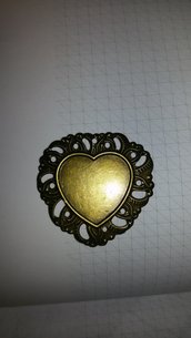 2 Cammei cabochon cornice cuore 3.2x3.5 cm