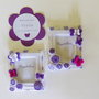 Set 30 cornici di stoffa e feltro con decorazioni 'Farfalline tra i fiori' viola e bianche: bomboniere calamita per bambine romantiche!
