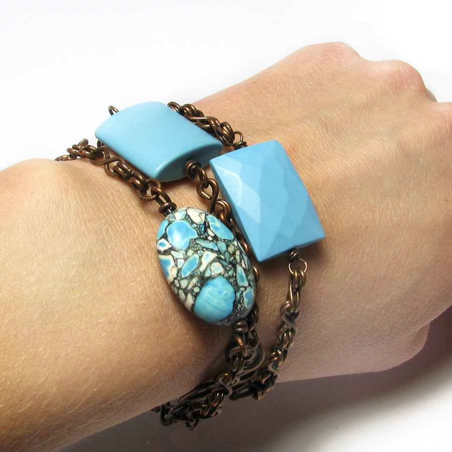 Bracciale Shamballa A Perline Nero Cristalli Blu 155