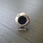 Anello con bottone gioiello vintage in metallo argentato,smalto nero a forma di fiore