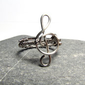 Anello in acciaio inossidabile, chiave di violino - Stainless steel treble clef ring VI
