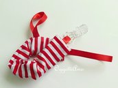 Catenella porta ciucci in cotone a strisce bianco e rosso: l'accessorio per la vostra bambina!