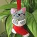 Natale - Gatto in feltro dentro alla calza della befana, addobbo per albero