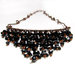 Collana nera con perline, collana in rame con perline nere - Black cluster triangle necklace