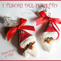 Orecchini Clip " Babbo Natale  " Fimo cernit kawaii idea regalo bambina bijoux natalizi senza foro orecchie