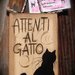 CARTELLO TARGA ATTENTI AL GATTO NERO IN LEGNO FATTO DIPINTO A MANO 