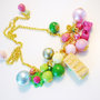 PANINO MON AMOUR ♥ CODICE 2 - Pink and green - gold necklace