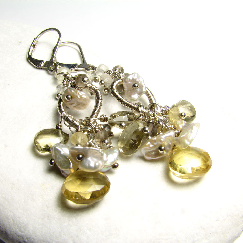 Orecchini Lunghi Donna In Argento 925 Con Perle E Cristalli - Eleganti In Confezione Regalo