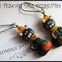 Orecchini "Gatti neri con zucca Halloween" Fimo cernit kawaii moda idea regalo