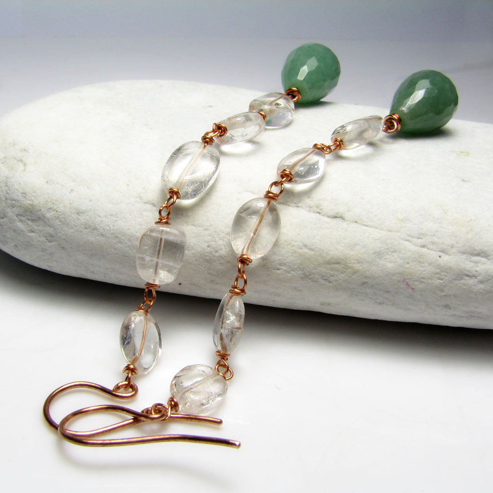 Orecchini Con Quarzo Azzurro E Pendente Di Angelite Azurra - Vintage - Foto 6