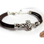 Bracciale Croce silver crocifisso in cordino scamosciato marrone uomo donna 