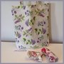 Shopping bag richiudibile in cotone stampato fiori viola