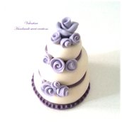 Mini wedding cake, segnaposto matrimonio torta rose lilla