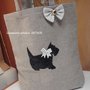 BORSA SHOPPING  CANE TERRIER TESSUTO MARRONE  