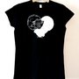 Maglietta t-shirt GATTICUORE da donna TAGLIA XL nera - articolo solidale 11 euro in aiuto di cani e gatti abbandonati