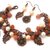 Bracciale + Orecchini Charms Bronzo Foglia Girasole Fiori Perle Marroni Crema