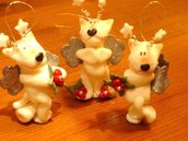 JUST XMAS -  CIONDOLO PEEK A BULL TERRIER  ANGIOLETTO  di NATALE (  uno a scelta)  - segnaposto, idea regalo, addobbo, decorazione natalizia