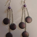 "Tris Viola" Orecchini con pendenti in resina viola e simil perla