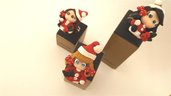 JUST XMAS - Anello regolabile con mini doll BABBE NATALE - biscottino - FIMO NATALE - idea regalo 
