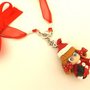 JUST XMAS - FIMO NATALE - COLLANA ORGANZA ROSSA con doll bambolina babbo natale - BIONDA