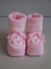 Babucce,scarpette, neonata col.rosa in lana