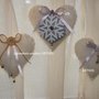 SET 3 CUORI SHABBY CHIC FELTRO DI LANA DECORO ADDOBBO NATALE CASA IDEA REGALO