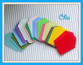 10 mini tag in cartoncino tinta unita colori assortiti per scrap 3,5x2,3cm