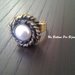 Anello con bottone vintage anni '50/'60  in metallo brunito e perla