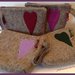 Pochette in lana cotta con cuore in panno lilla