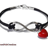 Bracciale simbolo infinito e cuore rosso