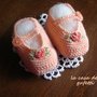 Scarpine ballerina color pesca con decorazione a punto vapore