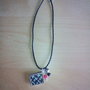 Collana simil cuoio nero con charm portafoto