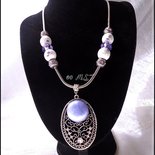 Collana Medaglione Uomo Donna In Acciaio Inox Vintage – Pigna Filigrana Con Occhio Di Tigre Blu E Catena 60 Cm - 4