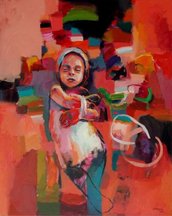Bambina su superficie rossa-KHALED STAITYIA