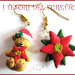 Orecchini Natale "Fufuorsetto beige e stella di Natale rossa" fimo cernit kawaii idea regalo bambina 2014