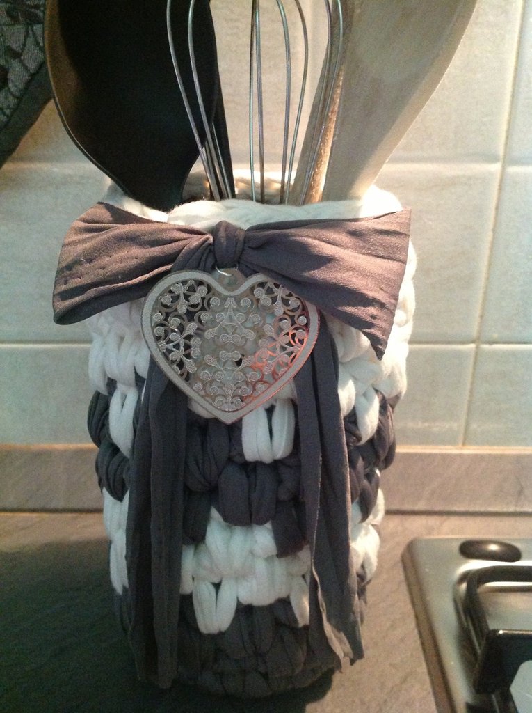 Porta Mestoli In Acciaio Inox - Set Di 2, Bianco E Nero, Per Cucina Compatta - Foto 5