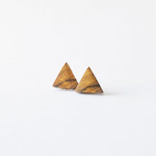 Orecchini triangolari in legno, fatti a mano