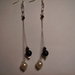 Orecchini 2 pendenti perle e swarowsky bianchi e nere