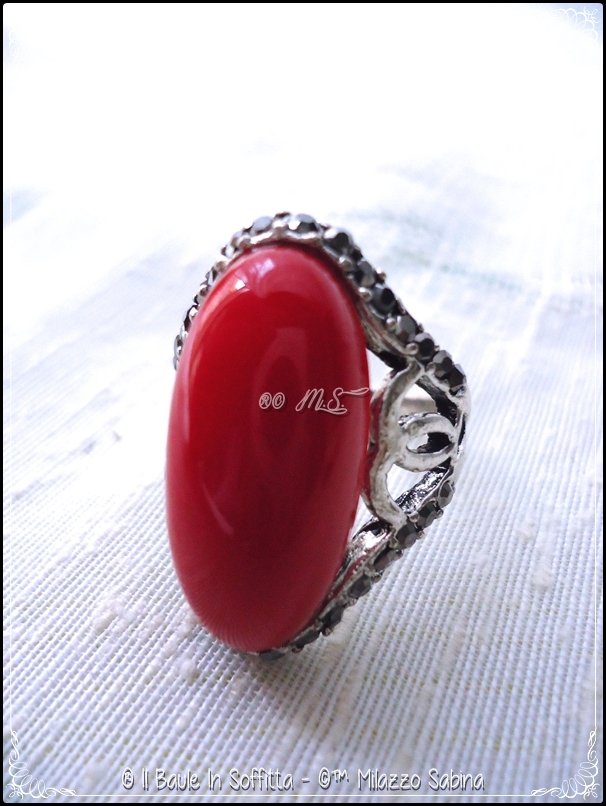 Anello Con Turchese Tibetano: Pietra Preziosa Ovale, Argento - Foto 3