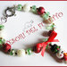 Bracciale Natale "Classic Con Omino di neve" Fimo rosso perle idea regalo cernit  