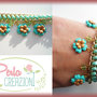 Bracciale Pastel Flowers & Gold - Verde Acqua