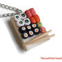 Collana piattino con sushi in fimo 