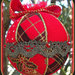 Natale -  Pallina di Natale in Patchwork - Rosso/Oro
