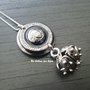 Collana in argento 925 con bottone vintage in metallo brunito e bottone sardo 