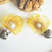 Orecchini a clip con fiore Papavero giallo fatto in Sospeso Trasparente con cuori pendenti bijoux regalo