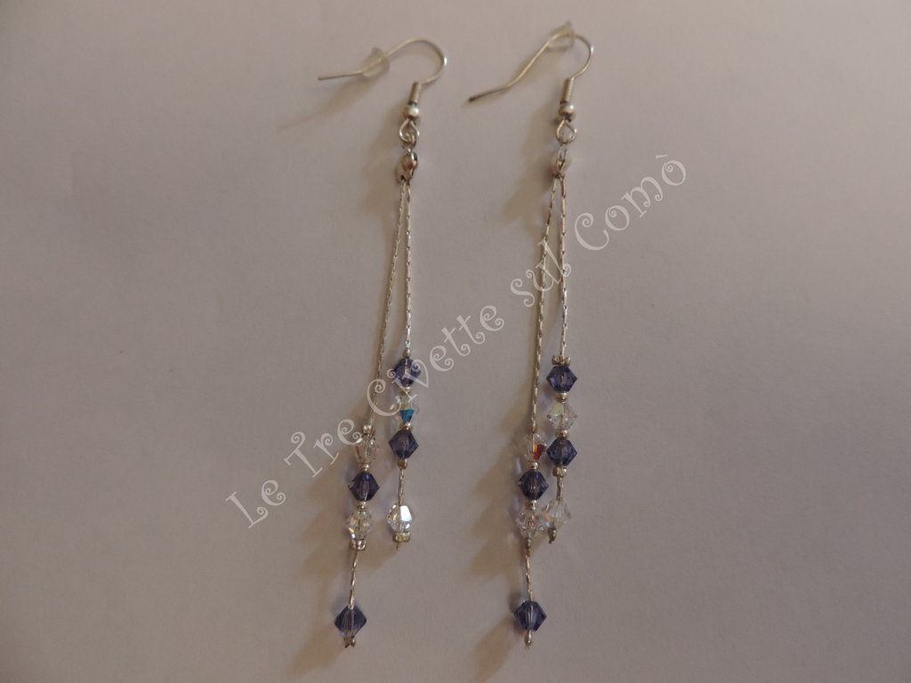 Philip Jones Orecchini Pendenti A Goccia Con Cristalli Zircondia Viola Chiaro – Placcati In Argento, Ipoallergenici