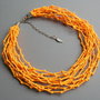 Tessile collana , Colori: neon arancione , argento