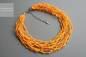 Tessile collana , Colori: neon arancione , argento